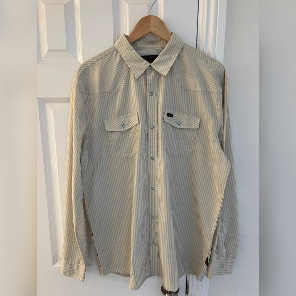 Howler Bros H Bar B Tech Long Sleeve Gingham Mesh Lining Collared Shirt Size L